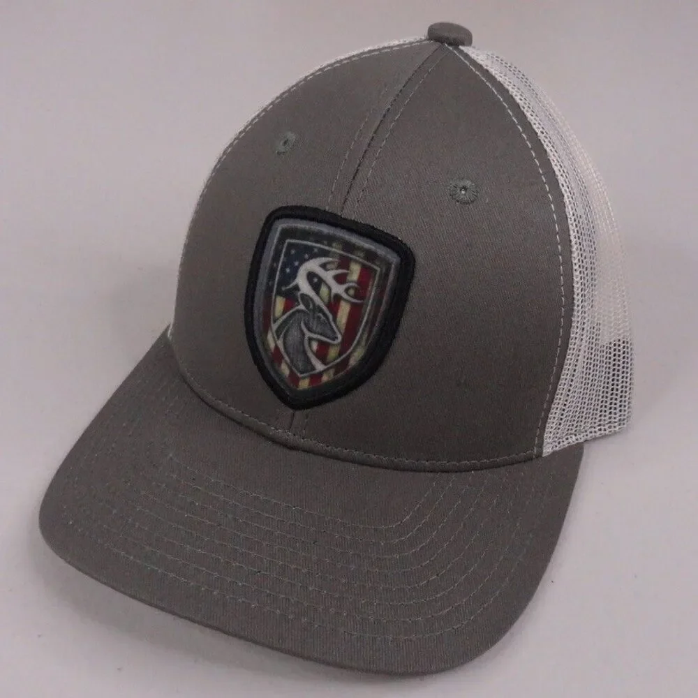 Drake Non-Typical Hat Cap Snapback Trucker Gray White American Shield Mesh NWT